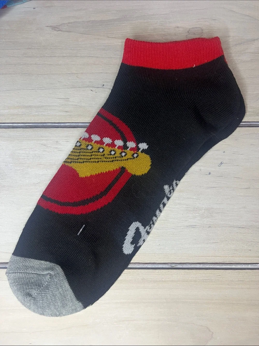 3 pr Fender Men's Guitar Pattern Ankle & Crew Socks - Red, Blue, Black